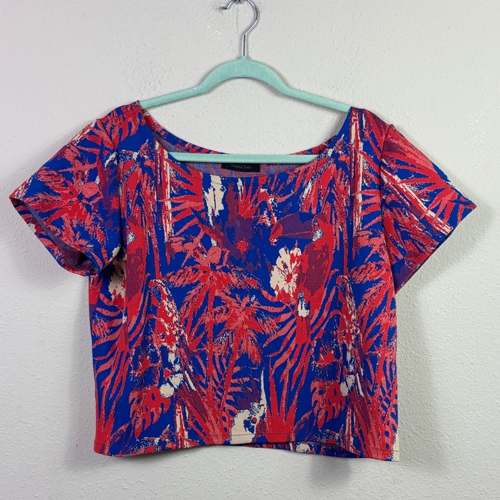 Nadya Toto‎ Res Blue Short Sleeve Top Blouse size large
